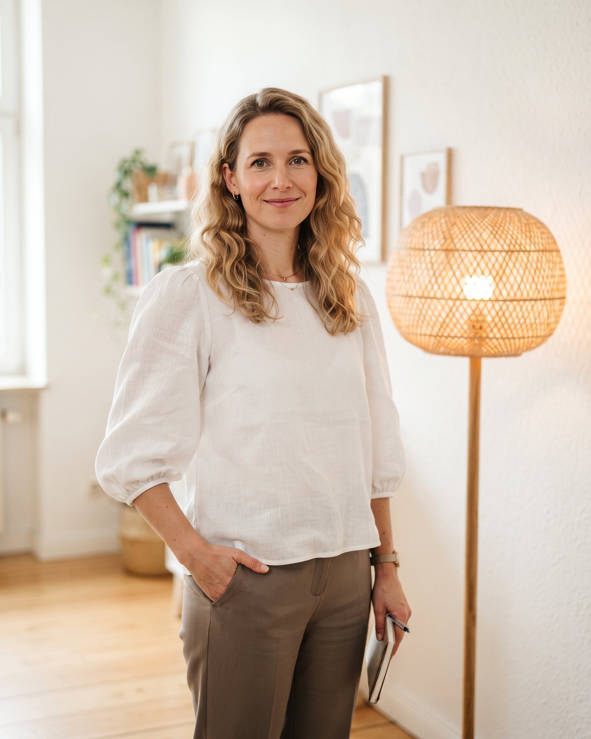 Lena Vogt in ihrem Beratungsraum, seitlich zum Fenster gewandt